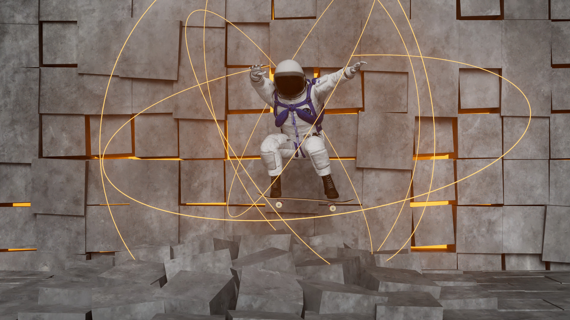 goofy-foot astronaut jump scene