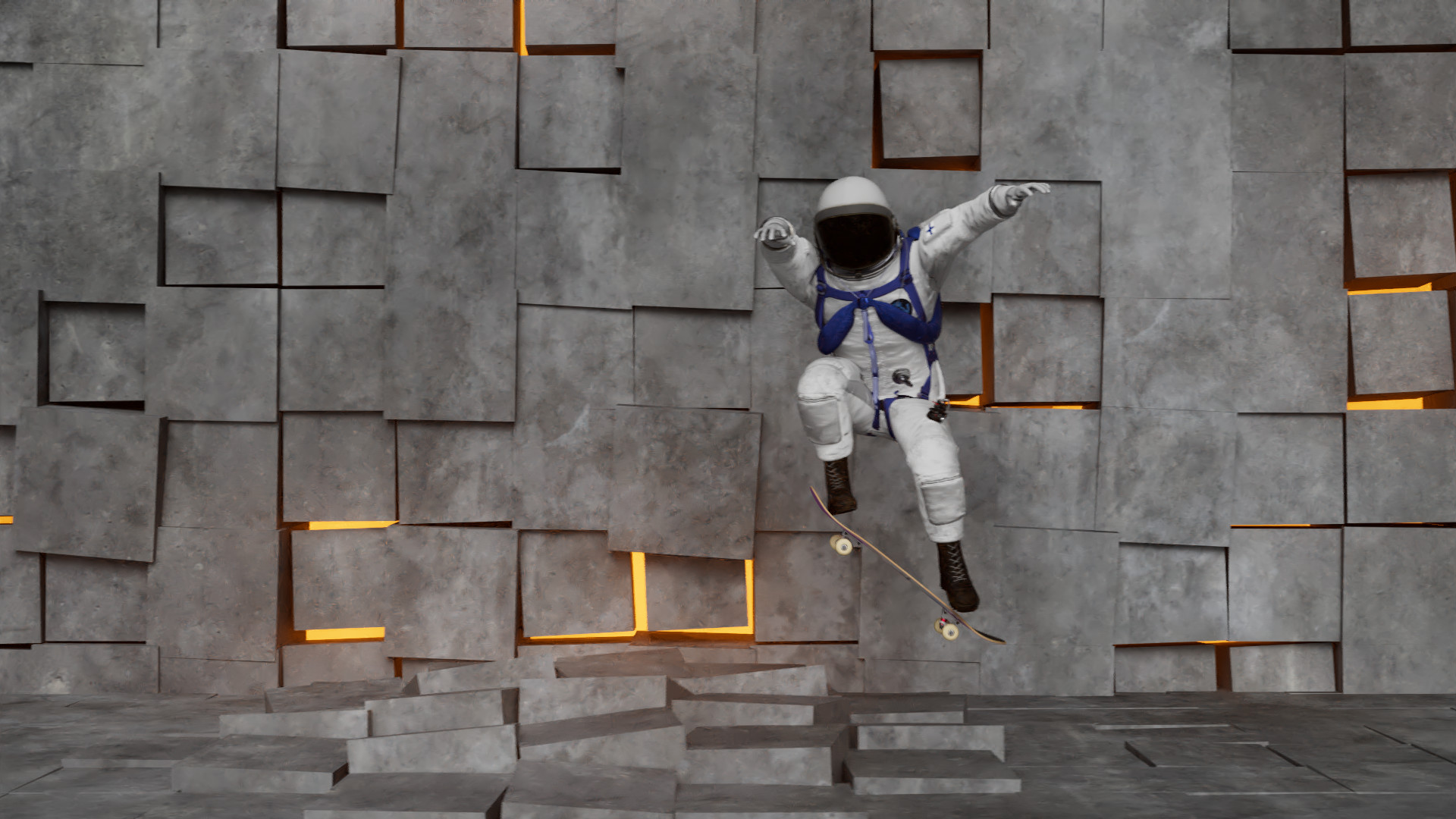 goofy-foot astronaut jump scene